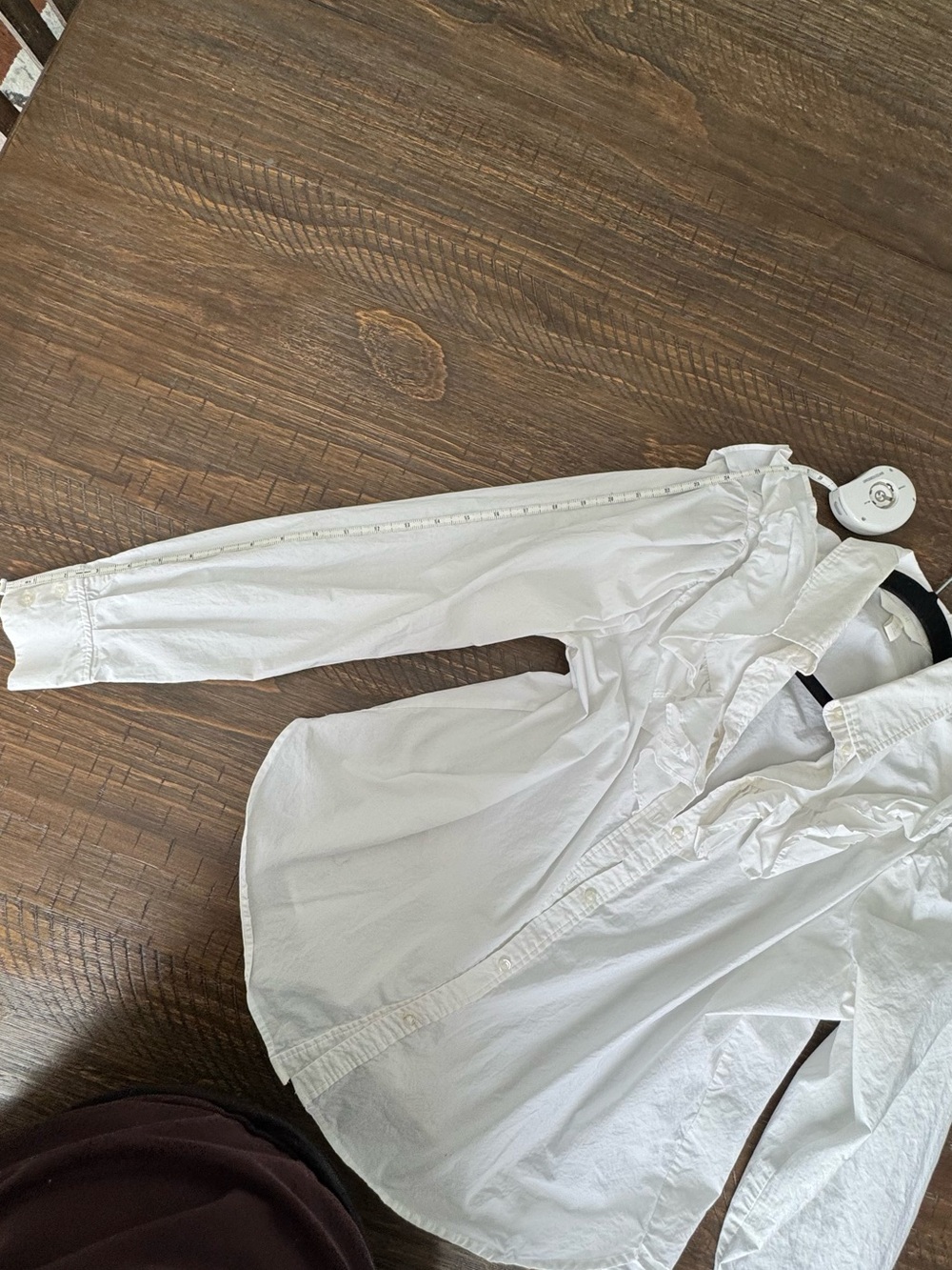 H&M 100% cotton White Ruffle-Detail Button Down Shirt - Picture 10 of 14